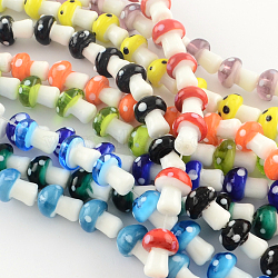 Mushroom Handmade Lampwork Beads Strands, Mixed Color, 16x12mm, Hole: 2mm, about 20pcs/strand, 13.7 inch(LAMP-R116-19)