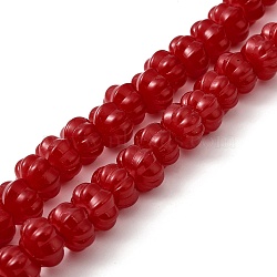Opaque Normal Glass Beads, Pumpkin, Dark Red, 9x11x12mm, Hole: 1.2mm, about 74pcs/strand, 23.23 inch(59cm)(GLAA-G106-02A-NA04)
