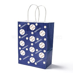 Rectangle Paper Bags, with Handle, for Gift Bags and Shopping Bags, Sports Theme, Baseball Pattern, Dark Blue, 14.9x8.1x21cm(CARB-B002-06A)