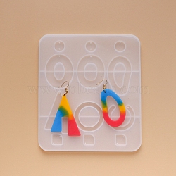 Earring Pendant Silicone Molds, Resin Casting Molds, For UV Resin, Epoxy Resin Jewelry Making, Mixed Shapes, White, 173x151x7mm, Hole: 1.3mm(X-DIY-L023-33)