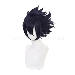 Short Anime Cosplay Wigs, Synthetic  Hero Spiky Wigs for Makeup Costume, with Bang, Indigo, 7 inch(18cm)(OHAR-I015-01)