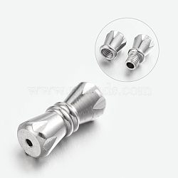 304 Stainless Steel Screw Clasps, Column, Stainless Steel Color, 11.5x5mm, Hole: 0.7~1mm(STAS-L135-03)