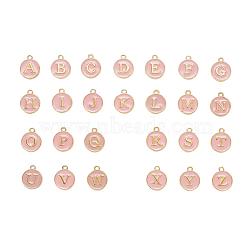 2 Sets 2 Styles Golden Plated Alloy Enamel Charms, Enamelled Sequins, Flat Round, Pink, 1set/style(ENAM-YW0001-28A)