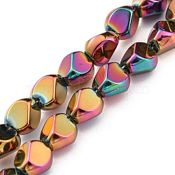 Full Plated Electroplate Glass Beads Strands, Faceted Polygon, Colorful, 7.5x6x6.8mm, Hole: 1mm, about 90pcs/strand, 26.85 inch(68.2cm)(EGLA-G037-04A-FP01)