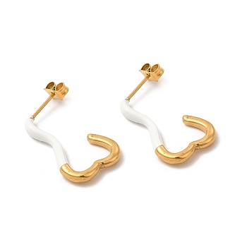 Vacuum Plating 304 Stainless Steel Heart Stud Earrings for Women, Golden, 25x13x3mm, Pin: 0.7mm