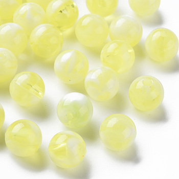 Acrylic Beads, Imitation Gemstone, Round, Champagne Yellow, 12mm, Hole: 2mm, about 560pcs/500g