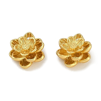 Brass Cabochons, Flower, Matte Style, Real 18K Gold Plated, 9x9mm