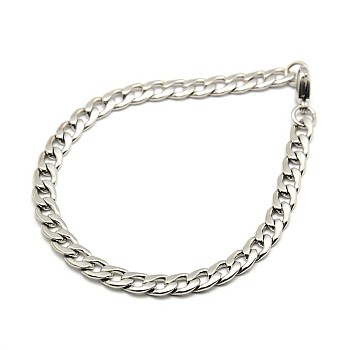 304 Stainless Steel Curb Chain/Twisted Chain Bracelets, with Lobster Claw Clasps, Stainless Steel Color, 8-1/8 inch(205mm), 65mm