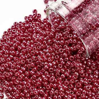 TOHO Round Seed Beads, Japanese Seed Beads, (125) Opaque Luster Cherry, 11/0, 2.2mm, Hole: 0.8mm, about 5555pcs/50g