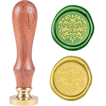 Wax Seal Stamp Set, Sealing Wax Stamp Solid Brass Head,  Wood Handle Retro Brass Stamp Kit Removable, for Envelopes Invitations, Gift Card, Floral Pattern, 83x22mm