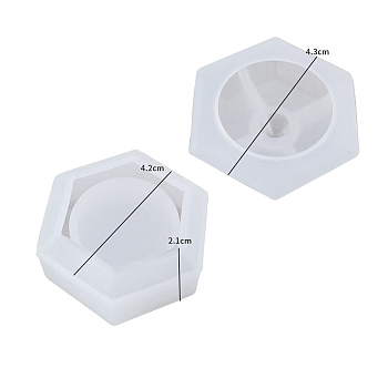 Hexagon Candle Jar Molds, Food Grade Silicone Concrete Molds for Candle Holder with Lids, Candles Resin Mould, Epoxy Resin Casting Molds, White, 4.3x4.3x2.1cm & 4.3x4.3x2cm