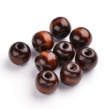 Natural Maple Wood Beads, Dyed, Round, Coconut Brown, 19~20x17.5~18mm, Hole: 4.5mm, about 400pcs/1000g