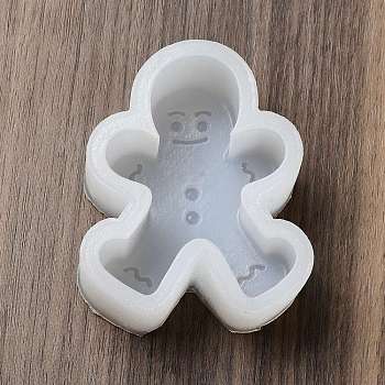 Christmas Theme DIY Display Food Grade Statue Silicone Molds, for UV Resin, Epoxy Resin Craft Making, Gingerbread Man Pattern, 82.5x66.5x34mm