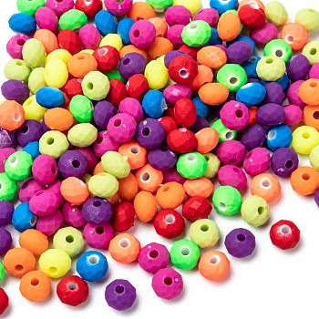 Fluorescent Acrylic Beads, Rubberized, Rondelle, Mixed Color, 8x6mm, Hole: 2mm, about 2400pcs/500g