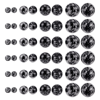 179pcs 4 Sizes Synthetic Snowflake Obsidian Beads, Round, 4~10mm, Hole: 1mm