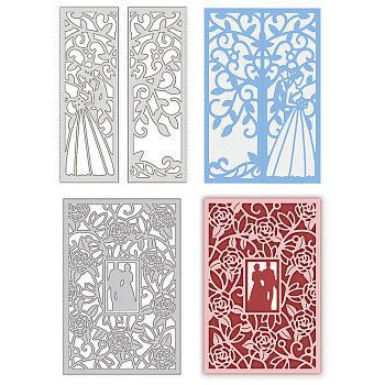 GLOBLELAND 2Pcs 2 Style Carbon Steel Cutting Dies Stencils, for DIY Scrapbooking/Photo Album, Decorative Embossing DIY Paper Card, Wedding Themed Pattern, 1pc/style