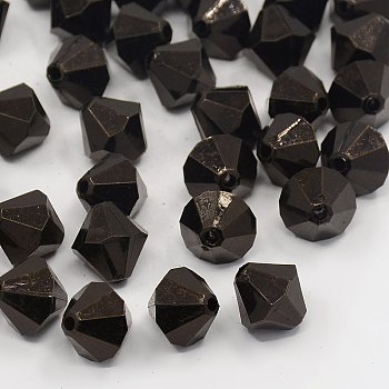 Faceted Bicone Transparent Acrylic Beads, Dyed, Black, 10mm, Hole: 1.5mm, about 1000pcs/500g