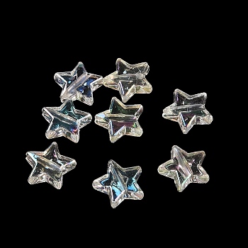 Transparent Acrylic Beads, UV Plating Iridescent, Star, 13x14x4.5mm, Hole: 1.5mm