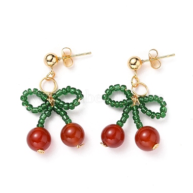 Green Cherry Glass Stud Earrings