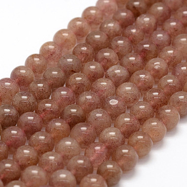8mm Pink Round Strawberry Quartz Beads
