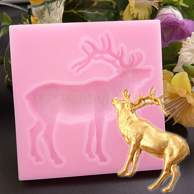 Christmas Reindeer/Stag Shape DIY Food Grade Silicone Molds(X-AJEW-P046-08)-2