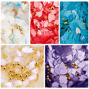 5 Boxes 5 Colors Nail Art Sakura Sequins Glitter & Metal Ball Nails DIY Decorations Set(MRMJ-OC0003-40)-4