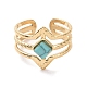 Synthetic Turquoise Rhombus Open Cuff Ring(KK-A181-VF507)-1