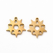 Ion Plating(IP) 304 Stainless Steel Pendants, Star Charms, Golden, 16.5x15.5x1.4mm, Hole: 1.4mm(STAS-M089-29G)