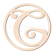 Laser Cut Wooden Wall Sculpture, Torus Wall Art, Home Decor Artwork, Flat Round with Letter, BurlyWood, Letter.G, 310x6mm(WOOD-WH0105-070)