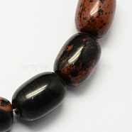 Barrel Shaped Gemstone Natural Mahogany Obsidian Stone Beads Strands, Coconut Brown, 15x10mm, Hole: 1mm; about 25pcs/strand, 15.3 inches(G-S114-01)