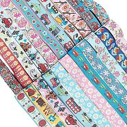 Fingerinspire Embroidered Polyester Jacquard Ribbon, Mixed Patterns, for DIY Child Clothing, Shoes, Hats Accessories and Birthday Gift Wrapping, Mixed Color, 5/8"(16mm), 22yards/set(SRIB-FG0001-01)