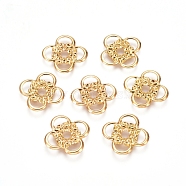 Electroplated Iron Spacer Beads, Flower, Real 18K Gold Plated, 16x16x1mm, Hole: 2.5mm(IFIN-I030-11G)