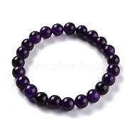 Dyed Natural Jade Beads Stretch Bracelets, Round, Black, Inner Diameter: 2-1/4 inch(5.7cm), Bead: 8~8.5mm(BJEW-G633-B-11)