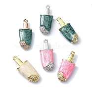 Rack Plating Brass Pave Cubic Zirconia Pendants, with Enamel, Ice Cream, Long-Lasting Plated, Lead Free & Cadmium Free, Mixed Color, 21x8.5x4.3mm, Hole: 0.9mm(KK-M282-03)