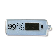 Translucent Acrylic Pendants, Battery 99% Charm, Black, 43x16x2mm, Hole: 1.4mm(MACR-K349-03B)