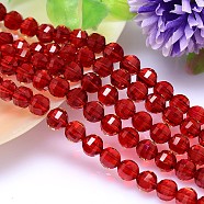 Faceted Round Imitation Austrian Crystal Bead Strands, Grade AAA, Orange Red, 8mm, Hole: 0.9~1mm, about 50pcs/strand, 15.7 inch(G-M182-8mm-06A)