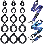 2Pcs 2 Style Polyester Ribbon Card Holder Lanyard, with Metal Lobster Clasp, Black Rope, for Mobile Phone, Name Tag, Camera or Key and 5 Style Silicone Pendant, Mixed Color(DIY-GF0008-31)