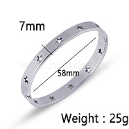 Hollow Star Stainless Steel Bangles, Simple and Stylish, Silver, Inner Diameter: 2-1/4 inch(5.8cm)(RO4138-2)