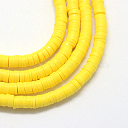 Eco-Friendly Handmade Polymer Clay Beads, Disc/Flat Round, Heishi Beads, Yellow, 3x1mm, Hole: 1mm, about 380~400pcs/strand, 17.7 inch(X-CLAY-R067-3.0mm-22)