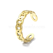 Ion Plating(IP) 304 Stainless Steel Open Cuff Ring, Curb Chains Shape, Real 18K Gold Plated, Inner Diameter: 18mm(RJEW-L109-025G)