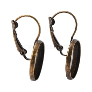 Brass Leverback Earring Findings, Lead Free and Cadmium Free, Antique Bronze, 30x18mm, Tray: 16mm(KK-C1244-16mm-AB-NR)