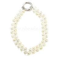 Glass Beaded Mobile Straps, Multifunctional Chain, with Iron Spring Gate Ring, Light Yellow, 302~306x14.5mm(HJEW-E010-01P-09)