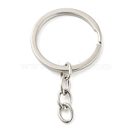 Iron Split Key Rings with Chain, Keychain Findings, Platinum, 53mm, clasp: 30x2mm(FIND-B028-20P)