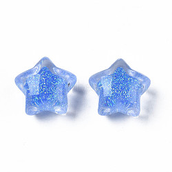 Translucent Acrylic Cabochons, with Glitter Powder, Star, Cornflower Blue, 15.5x16.5x11mm(TACR-N006-11A)