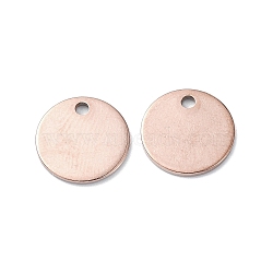 201 Stainless Steel Charms, Flat Round Charms, Rose Gold, 10x1mm, Hole: 1.4mm(STAS-H191-04RG)