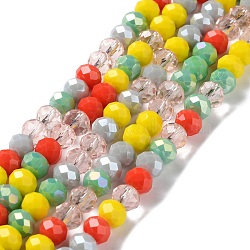 Glass Beads Strands, Faceted, Rondelle, Gray, 8x6mm, Hole: 1mm, about 65~68pcs/strand, 15.7~16.1 inch(40~41cm)(EGLA-A034-M8mm-44)