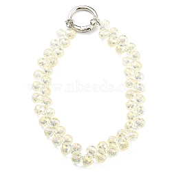 Glass Beaded Mobile Straps, Multifunctional Chain, with Iron Spring Gate Ring, Light Yellow, 302~306x14.5mm(HJEW-E010-01P-09)