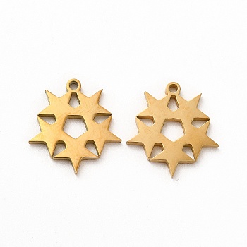 Ion Plating(IP) 304 Stainless Steel Pendants, Star Charms, Golden, 16.5x15.5x1.4mm, Hole: 1.4mm