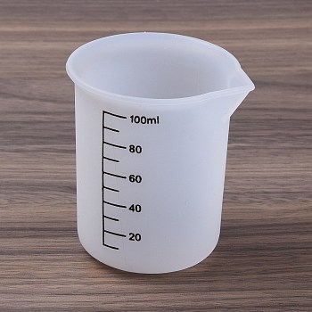 Silicone Measuring Cups, with Scale, Resin Craft Mixing Tools, White, 64x56x70mm, Inner Diameter: 60x50mm, Capacity: 100ml(3.38fl. oz)