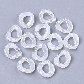 Transparent Acrylic Linking Rings, AB Color Plated, Imitation Gemstone Style, Quick Link Connectors, For Jewelry Curb Chains Making, Twist, Clear AB, 19x16x7mm, Inner Diameter: 7x10mm